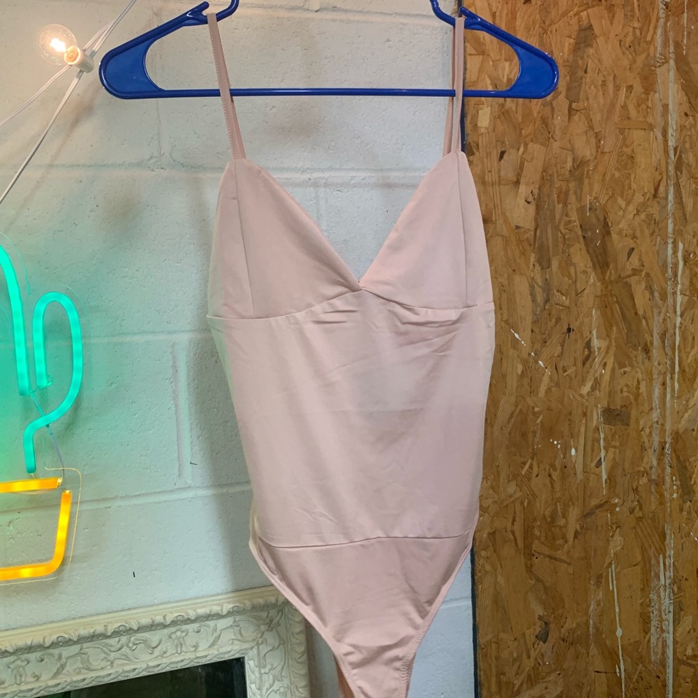 Baby Pink Basic Spaghetti Strap Bodysuit